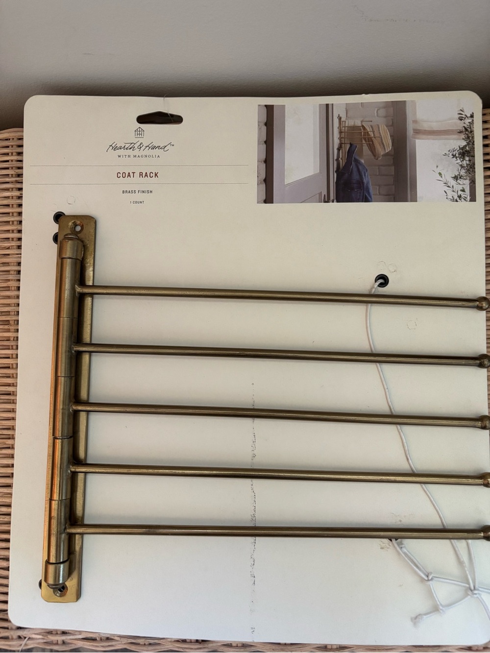 Hearth & Hand Brass Finish Swing-Out Wall Coat Rack - Antique Brass